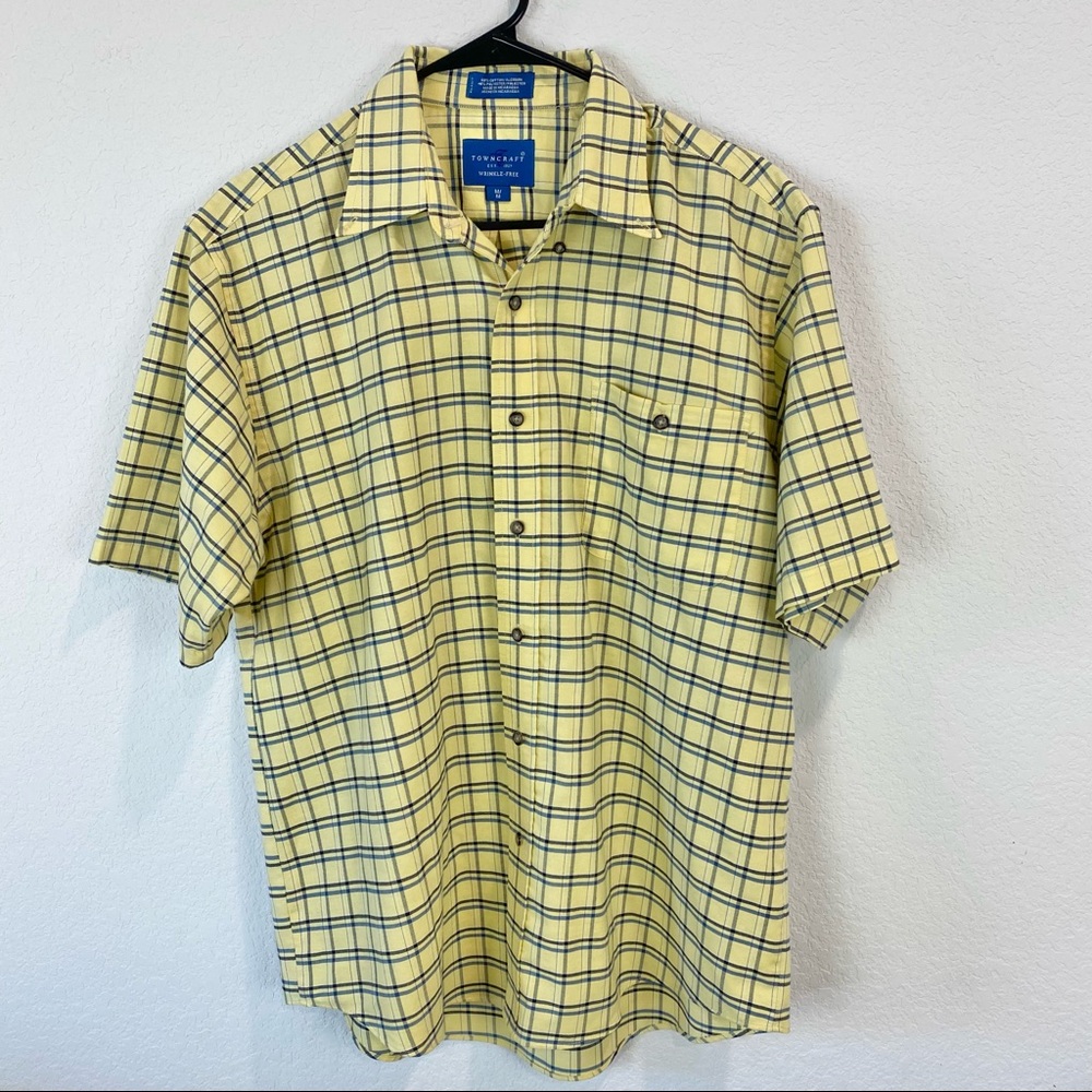 Towncraft Yellow Plaid Short Sleeve Shirt